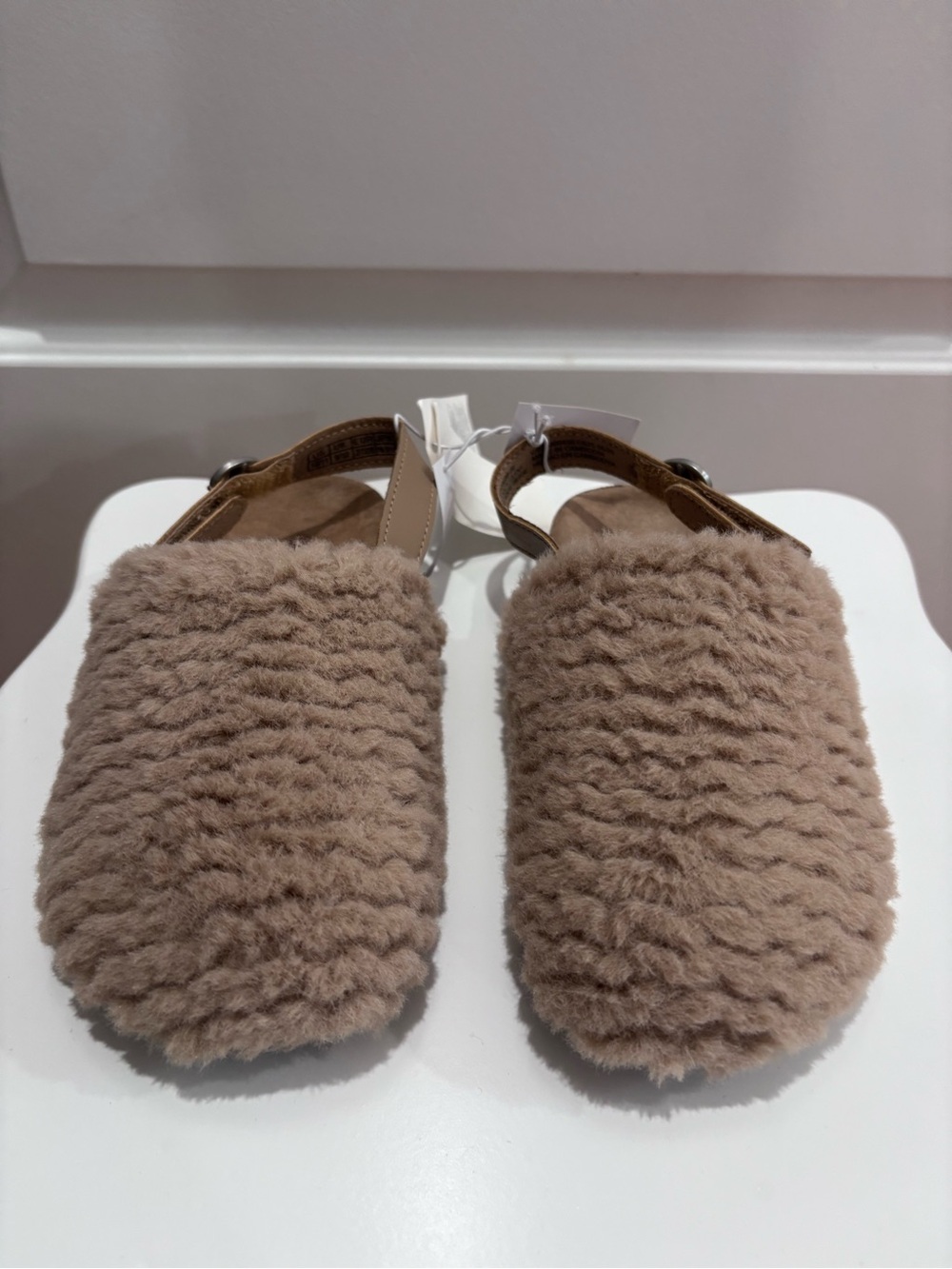 GAP girl Taupe Faux-Shearling Slingback Mules